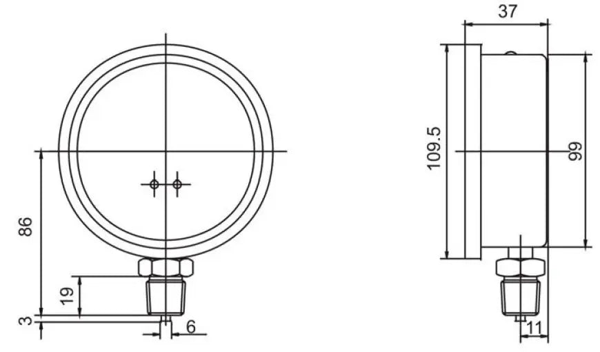 PG100 Series 100mm Base Mounted pressure gauges