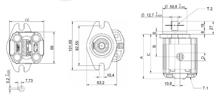 X1P Series Group 1 Pump SAE AA Mount, 1/2” Keyed Shaft