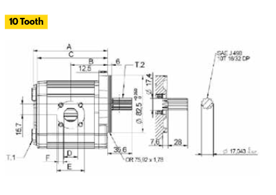 G2P Series Group 2 Pump SAE A Mount, 10 Tooth Shaft (Cast Iron End Plates)