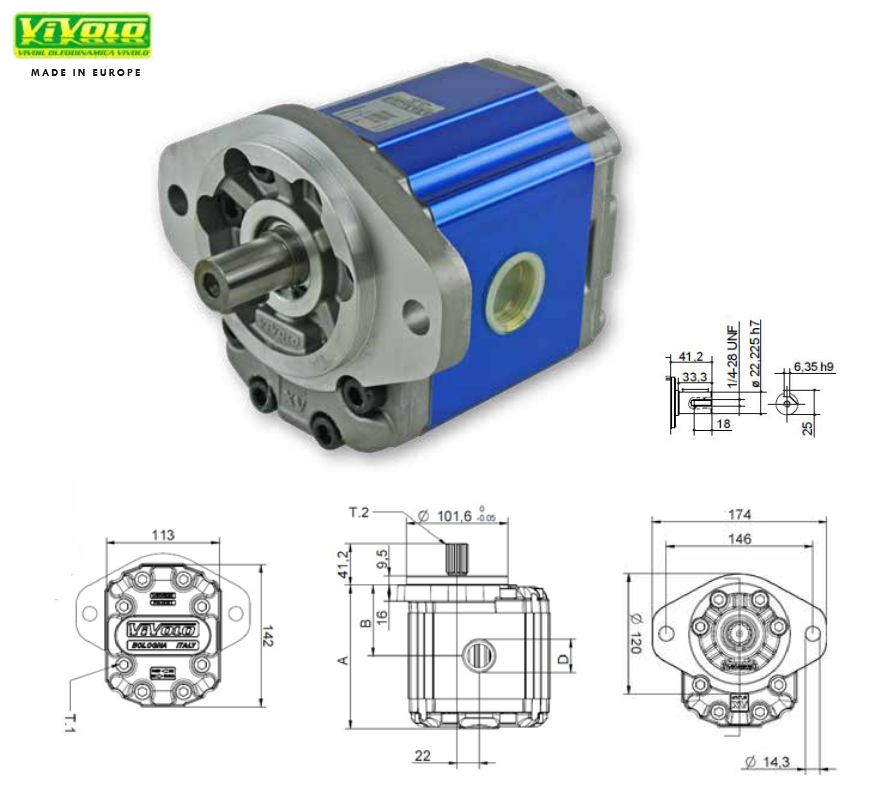 X3P Series Group 3 Pump SAE B Mount, 7/8” Keyed Shaft