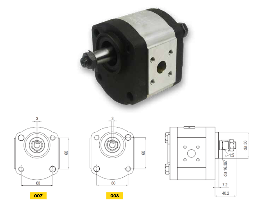 20A Series Group 2 Pump (German Standard) 2-Bolt IHC Mount, 1:5 Taper Shaft