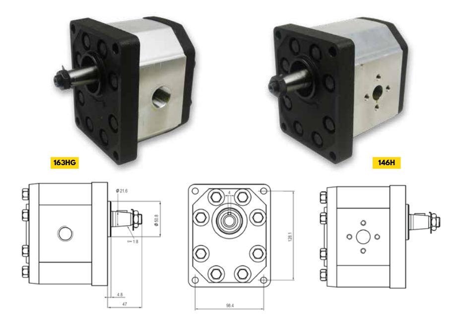 30C Series Group 3 Pump (European Standard) 4-Bolt Mount, Flanged Ports, 1:8 Tapered Shaft