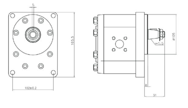 30A Series Group 3 Pump (German Standard) 4-bolt Mount, 1:5 Tapered Shaft
