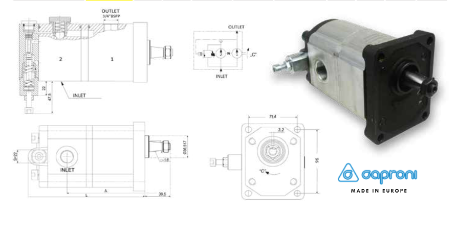 22C Series Caproni Log Splitter Pumps