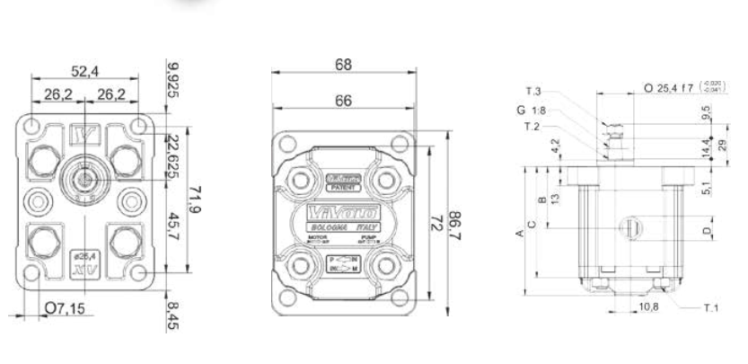X1M Series Group 1 Motor DIN Mount, 1:8 Tapered Shaft