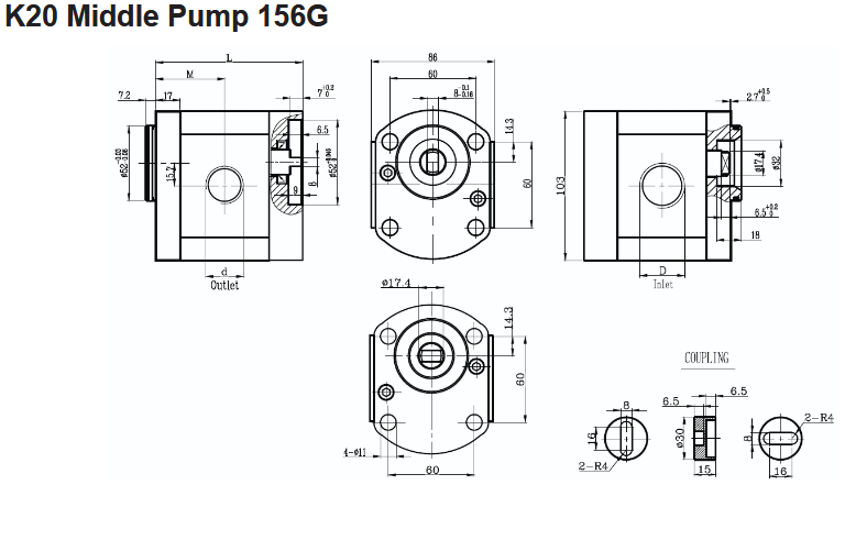 K20 Series Group 2 Middle Pump - Tang Drive