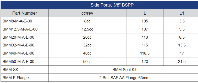 BMM Series Gerotor Motor - Side Ports - 3/8” BSPP
