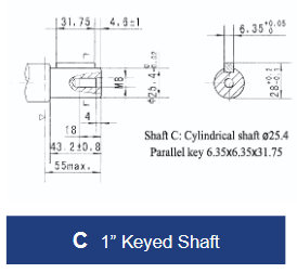 BMP Series Gerotor Motor - 4 Bolt Square Mount - 1″ Keyed Shaft