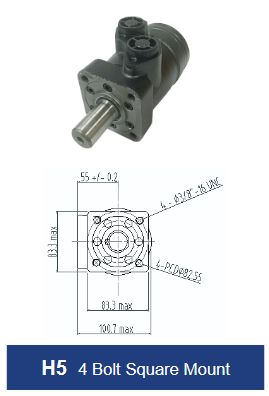BMP Series Gerotor Motor - 4 Bolt Square Mount - 1″ Keyed Shaft