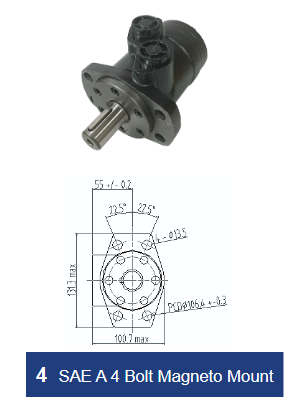 BMP Series Gerotor Motor - SAE A 4 Bolt Magneto Mount - 1″ Keyed Shaft