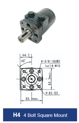 BMPH Series Gerotor Motor - 4 Bolt Square Mount - 1" Keyed Shaft