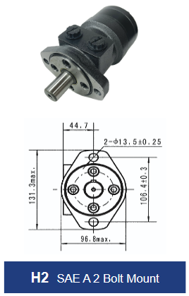 BMRS Series Geroler Motor - SAE A 2 Bolt Mount - 1" Keyed Shaft