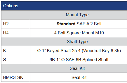 BMRS Series Geroler Motor - 4 Bolt Square Mount - 1" Keyed Shaft