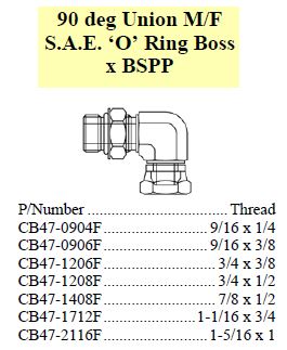 Union 90 M/F SAE ORB x BSPP