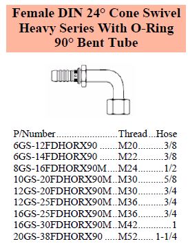 GS Series DIN Heavy 90 Female with O-Ring