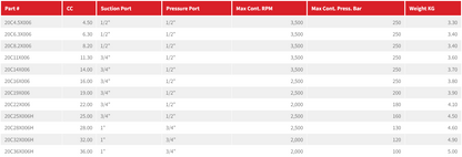 20C Series Group 2 Pump (European Standard) Flanged Ports 4-Bolt Mount, 1:8 Tapered Shaft