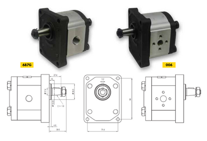 20C Series Group 2 Pump (European Standard) Flanged Ports 4-Bolt Mount, 1:8 Tapered Shaft