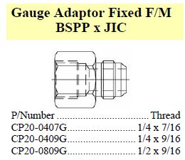 Adaptor Gauge FF/M BSPP x JIC