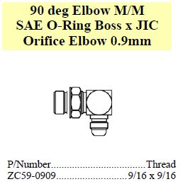 Elbow 90 M/M SAE ORB x JIC Orifice 0.9