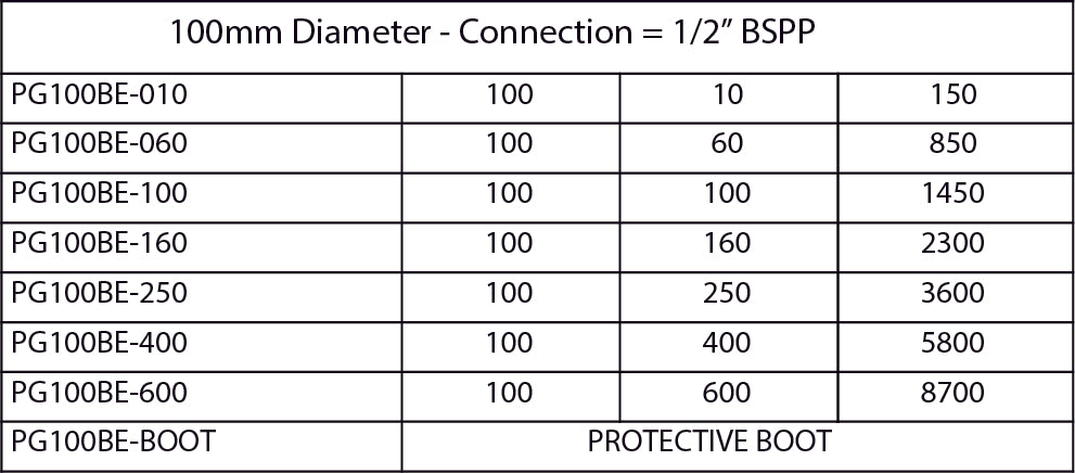 PG100BE Pressure Gauge Bottom Entry