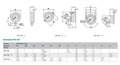 SPG-100 Series Panel Mounted Analogue Pressure Gauges