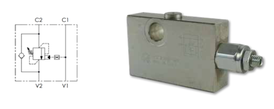 Single Counter Balance Valve Internal Vent, Banjo Bolt