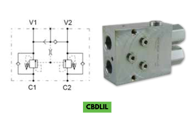 Dual Counter Balance Valve Internal Vent, Brake Release Shuttle
