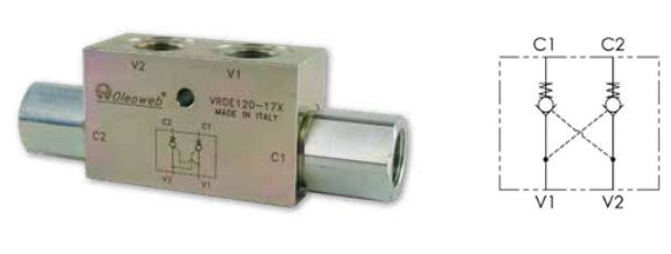 Dual Inline Pilot Check Valve Internal Pilot