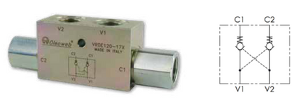 Dual Inline Pilot Check Valve Internal Pilot