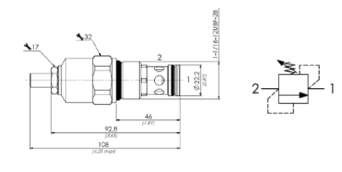 VMD Series Cartridge Relief Valve SAE 12-2 Cavity