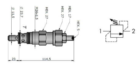 DRV Series Cartridge Relief Valve M26 Cavity