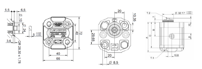 X1P Series Group 1 Pump BH Mount, Tang Drive Shaft (CCW Standard)