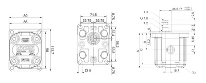 X2P Series Group 2 Pump DIN Mount, 1:8 Tapered Shaft