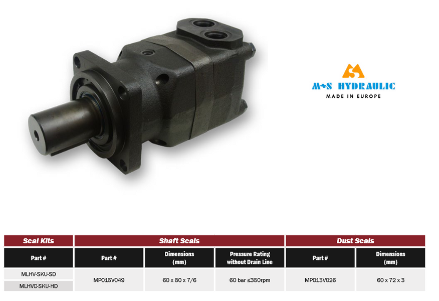 MLHV Series Disc Valve Motor Dust Seals