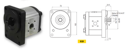 20A Series Group 2 Pump (German Standard) 4-Bolt Mount, 9T Splined Shaft