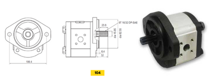 20A Series Group 2 Pump (German Standard) 2-Bolt SAE-A Mount 5/8” 9T Splined Shaft