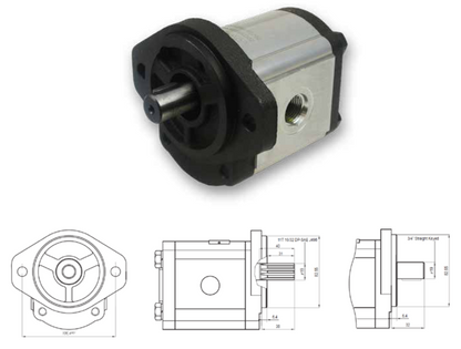 20C Series Group 2 Pump SAE-A 2-Bolt Mount, 3/4”  Straight Keyed Shaft
