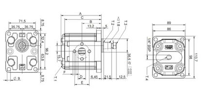 X2M Series Group 2 Motor DIN Mount, 1:8 Tapered Shaft