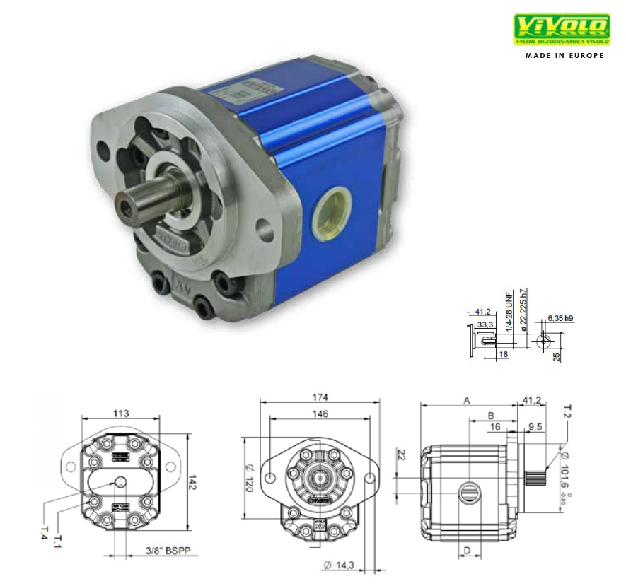 X3M Series Group 3 Motor SAE B Mount, 7/8” Keyed Shaft
