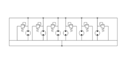 1FDF Series 6-Way Rotary Gear Flow Dividers, Differential Relief