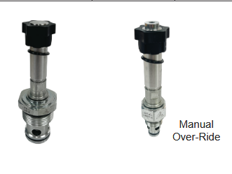 LSV Series Solenoid Operated Cartridge Valves - Normally Open - Reverse Free Flow, Checked 1 & 2 when Energised