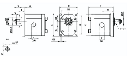 KGP2E2 Group 2 Gear Pumps - 1:8 Taper Shaft