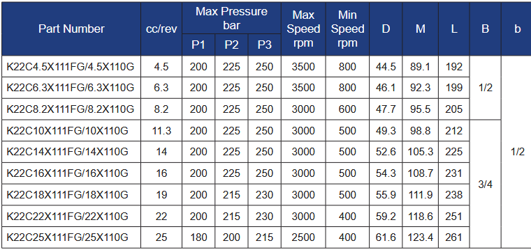 K22 Series Group 2 Double Gear Pumps