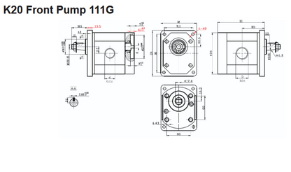 K20 Series Group 2 Front Pump - 1:8 Taper Shaft