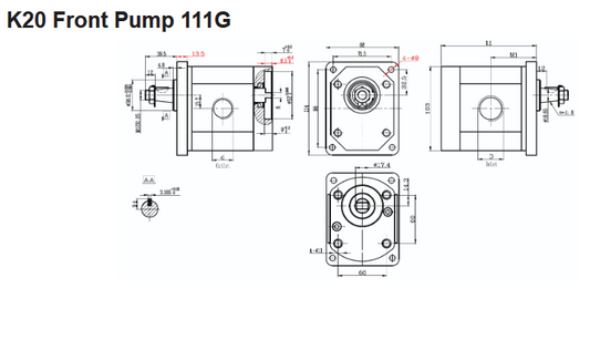 K20 Series Group 2 Front Pump - 1:8 Taper Shaft