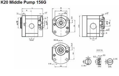 K20 Series Group 2 Middle Pump - Tang Drive