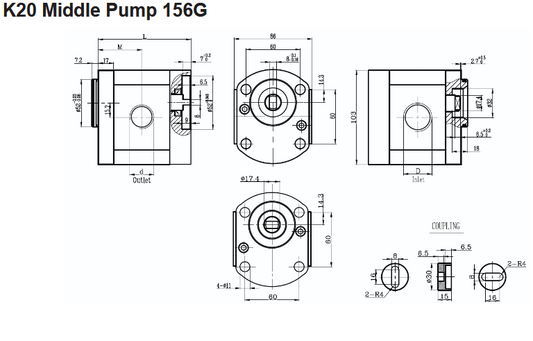 K20 Series Group 2 Middle Pump - Tang Drive