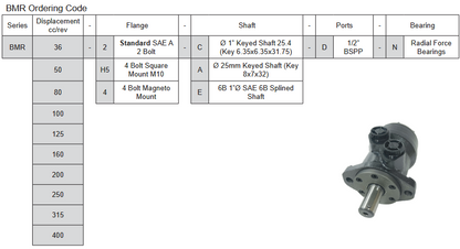 BMR Series Geroler Motor - 4 Bolt Magneto Mount - 1" Keyed Shaft