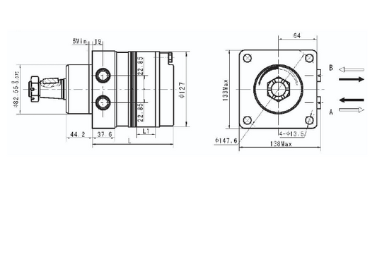 BMER Series Geroler Motors - Magneto Mount - 1 1/4″ Tapered Shaft