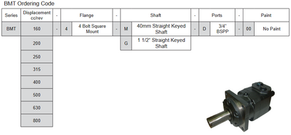 BMT Series Geroler Motors - 4 Bolt Square Mount - 1 1/2" Straight Keyed Shaft
